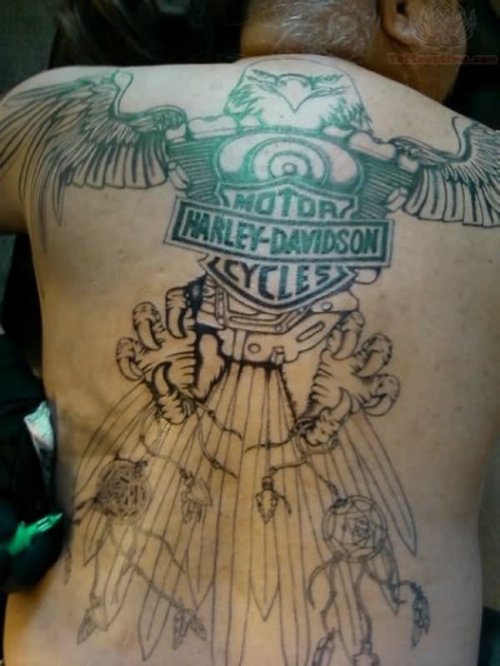 Harley Davidson Eagle Tattoo On Full Back